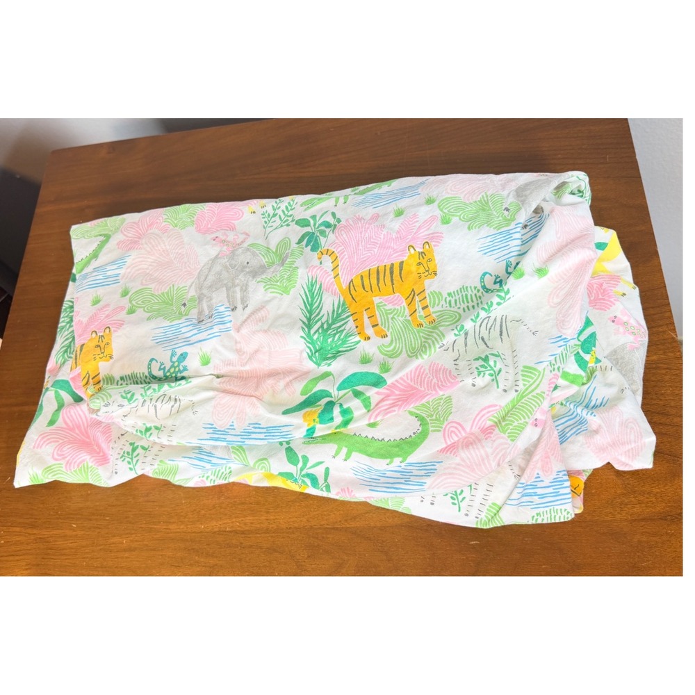 Pottery Barn Kids Fitted Sheet Twin Fitted Jungle Safari Animals Cotton